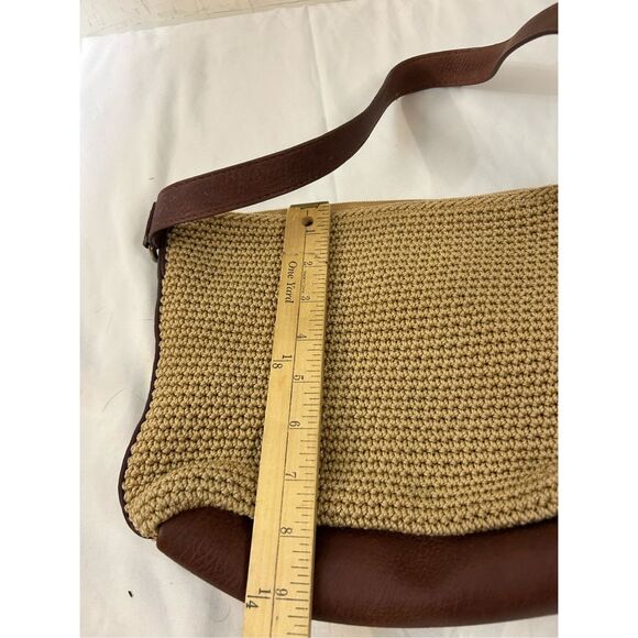 The Sak crochet shoulder purse leather strap  brown tan - Picture 7 of 8